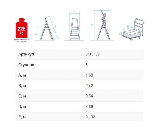 Стремянка Новая высота 8 ступеней с шириной 130 мм 5110108 – изображение 8