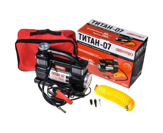 Металлический поршневой компрессор 60л/мин 2х с крокодилами SKYWAY ТИТАН-07 S02001020 