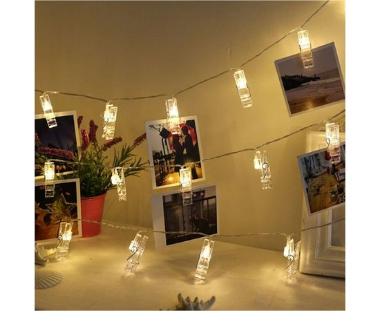 Гирлянда-прищепки для фото КОСМОС белый свет, на батарейках KOCNL-EL169_W 