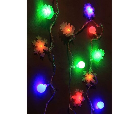 Светодиодная гирлянда КОСМОС 30 светодиодов, новогодние игрушки мультиколор, 4.4м, KOC_GIR30LEDMIX2_RGB 