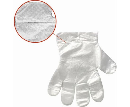 Полиэтиленовые перчатки ЛАЙМА, комплект 50 пар, одноразовые, отрывные, размер М, 607354 – изображение 3