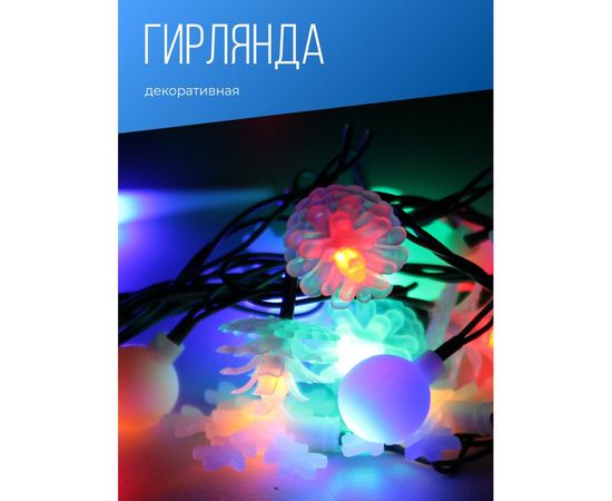 Светодиодная гирлянда КОСМОС 30 светодиодов, новогодние игрушки мультиколор, 4.4м, KOC_GIR30LEDMIX2_RGB – изображение 5