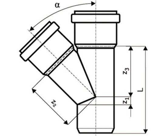 Тройник двухраструбный (45°) HTEA 50/50 Ostendorf 112200 – изображение 5