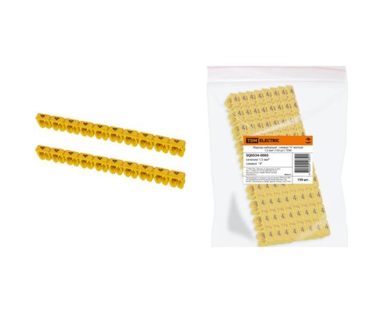 Наборный маркер TDM символ 4 желтый 1,5 мм2 150 шт. SQ0534-0005 