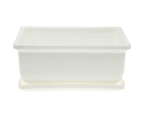 Кашпо с поддоном ФлораПласт Бонсайница 20х14х9 см, белое, 2 л, 7 шт. 000919 