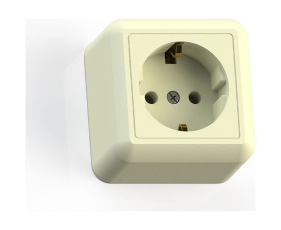 Розетка Кунцево-Электро ОПТИ��А открытой установкой одноместная с з/к, 16А РА16-376 с/к 8036 