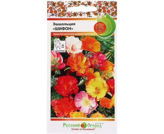 Семена РУССКИЙ ОГОРОД Цветы Эшшольция Шифон, смесь 0.1 г 703626 