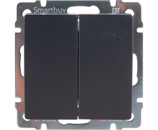 Выключатель Smartbuy 2-клавишный 10А черный Нептун SBE-05b-10-SW2-0 – изображение 2
