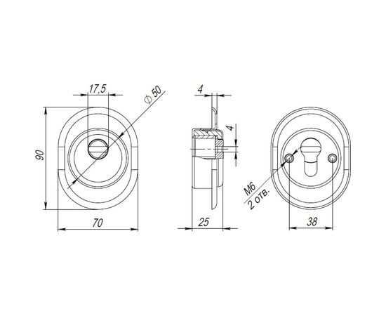 Врезная броненакладка Fuaro DEF 9726 M6x90 с чашкой, в комплекте с накладкой на цилиндр BL-24, черный 42343 – изображение 2