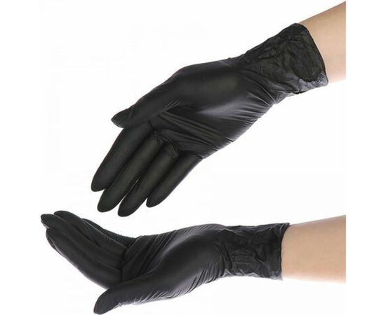 Нитриловые перчатки ЛАЙМА, черные, 50 пар/100шт, неопудренные, прочные, размер L большой, 606295 – изображение 2