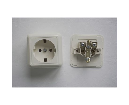 Розетка Кунцево-Электро ОПТИ��А открытой установкой одноместная с з/к, 16А РА16-376 с/к 8036 – изображение 2