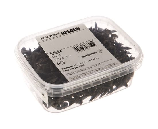 Саморез Качественный КРЕПЕЖ 3.5x25 мм, потай, частая резьба, оксид, 370 шт 0300391 КЧ – изображение 2