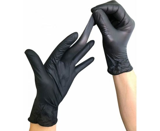 Нитриловые перчатки ЛАЙМА, черные, 50 пар/100шт, неопудренные, прочные, размер L большой, 606295 – изображение 3