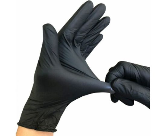 Нитриловые перчатки ЛАЙМА, черные, 50 пар/100шт, неопудренные, прочные, размер L большой, 606295 – изображение 4