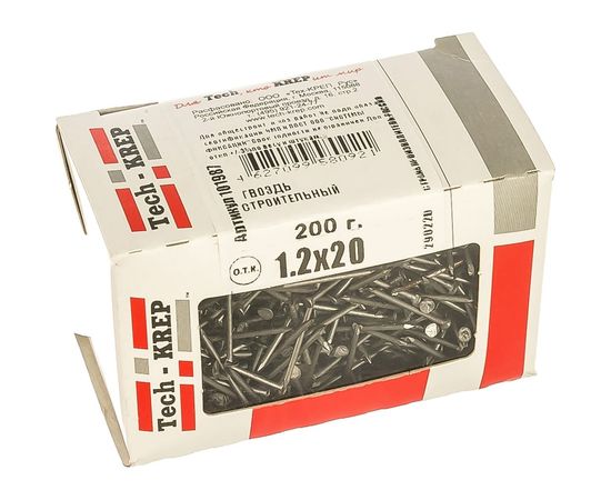 Строительный гвоздь 1.2х20, 200г (примерно 1093 шт.) - коробка Tech-Krep 101987 – изображение 4