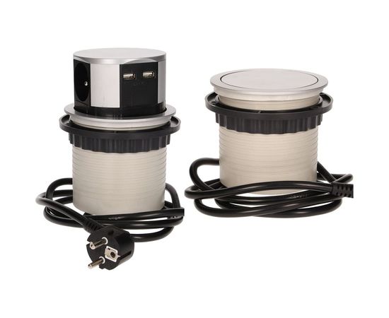 Выдвижной встраиваемый розеточный блок GTV на 3 EURO розетки и 2 USB AE-BPW3S100U-53 – изображение 5