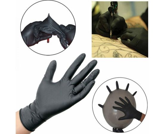 Нитриловые перчатки ЛАЙМА, черные, 50 пар/100шт, неопудренные, прочные, размер L большой, 606295 – изображение 6