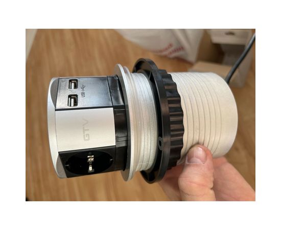Выдвижной встраиваемый розеточный блок GTV на 3 EURO розетки и 2 USB AE-BPW3S100U-53 – изображение 7