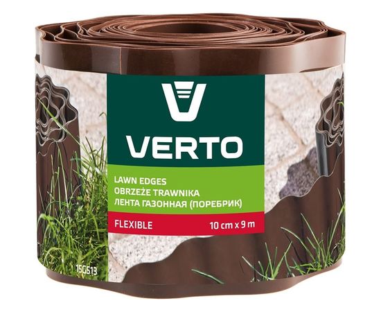 Бордюрная садовая лента VERTO 10 см x 9 м, коричневая 15G513 