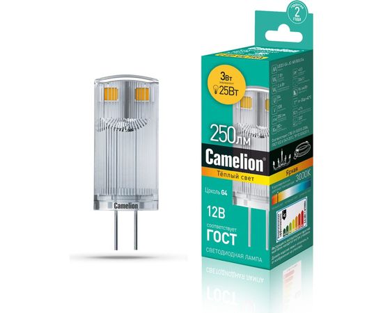 Светодиодная лампа Camelion LED3-G4-JC-NF/830/G4 3Вт 12В AC/DC 13700 