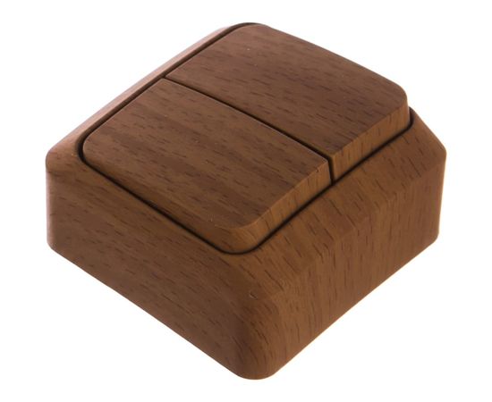 Выключатель Schneider Electric 2-клавишный ОП Этюд Дача 10А с индикатором, бук SchE BA10-006T – изображение 2