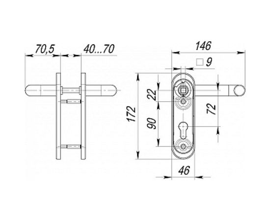 Дверная ручка Fuaro DH-0433/GR NE серая с пружиной для замка FL-0432, 0433, 0434, нейлон 32111 – изображение 2