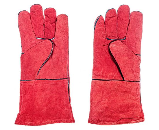 Спилковые утепленные краги с искусственным мехом Gigant, красные, 12 пар GHG-05-1 – изображение 2