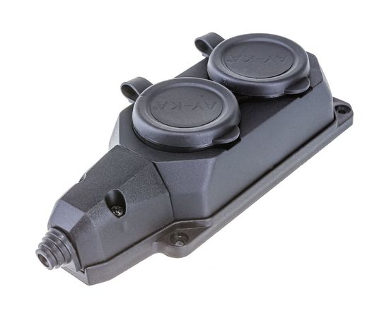 Колодка AY-KA 2 гнезда, с заземлением, c крышкой каучуковая 5520000 – изображение 2