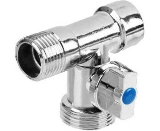 Шаровой угловой трехпроходной кран FRESSO 1/2""х3/4""х1/2"", ВР-НР-НР, хром 554-446 – изображение 2