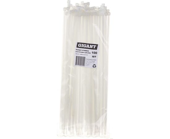 Ленточная хомут-стяжка Gigant 4,8х300 белый, 100 шт G/1/20 – изображение 3