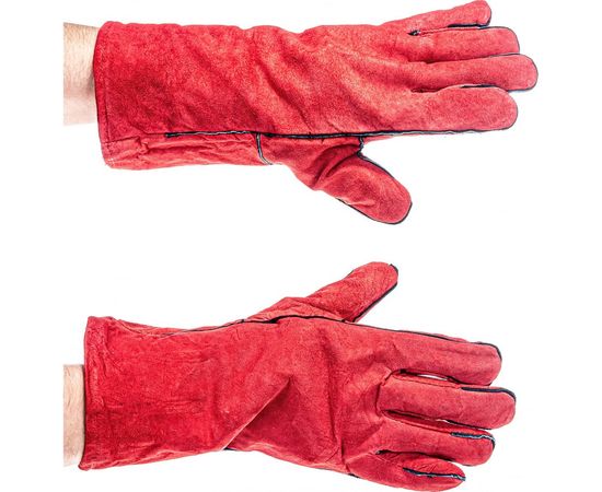 Спилковые утепленные краги с искусственным мехом Gigant, красные, 12 пар GHG-05-1 – изображение 3