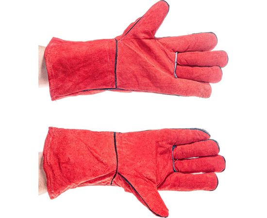 Спилковые утепленные краги с искусственным мехом Gigant, красные, 12 пар GHG-05-1 – изображение 4