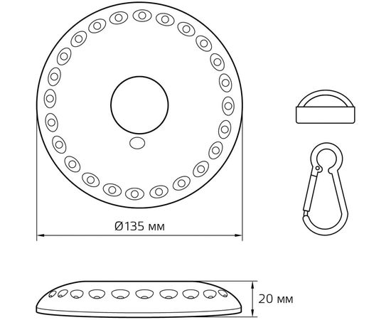 Кемпинговый фонарь Gauss модель GFL003 24LED 300lm 3xAA белый магнит и карабин LED 1/12/72 GF003 – изображение 4
