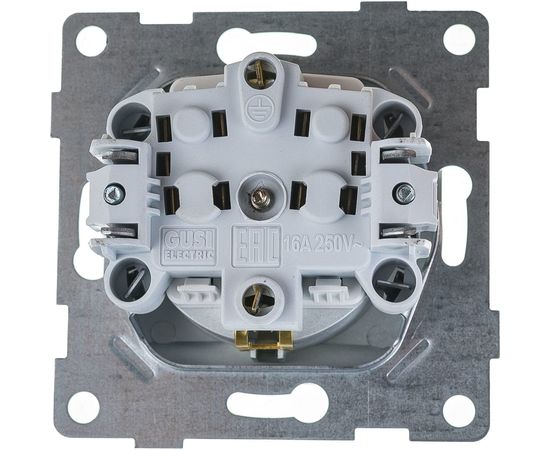 Механизм розетки с крышкой GUSI ELECTRIC Bravo 1-ой с/з с з/ш, СУ, 16А, 250В, серебро С10Р91-004 – изображение 4