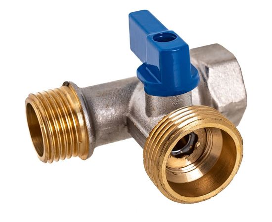 Шаровой кран для стиральной машины RM трёхпроходной, 1/2х3/4х1/2, никелированный -3WFMM – изображение 5