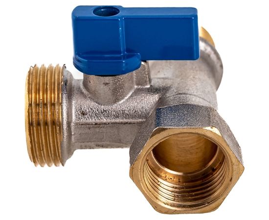 Шаровой кран для стиральной машины RM трёхпроходной, 1/2х3/4х1/2, никелированный -3WFMM – изображение 6