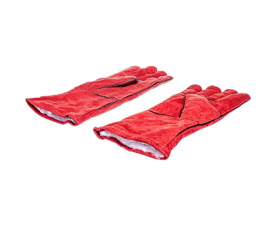 Спилковые утепленные краги с искусственным мехом Gigant, красные, 12 пар GHG-05-1 – изображение 6