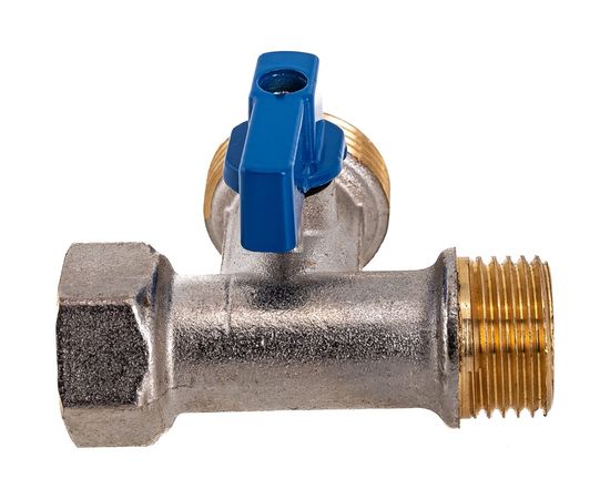 Шаровой кран для стиральной машины RM трёхпроходной, 1/2х3/4х1/2, никелированный -3WFMM – изображение 7