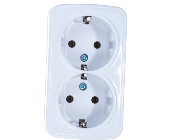 Двойная розетка с заземлением, белая UNIVersal Электра 0020 