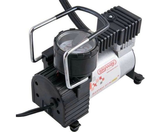 Металлический компрессор 30л/мин в прикуриватель SKYWAY БУРАН-01N Hi-tech 10атм S02001003 