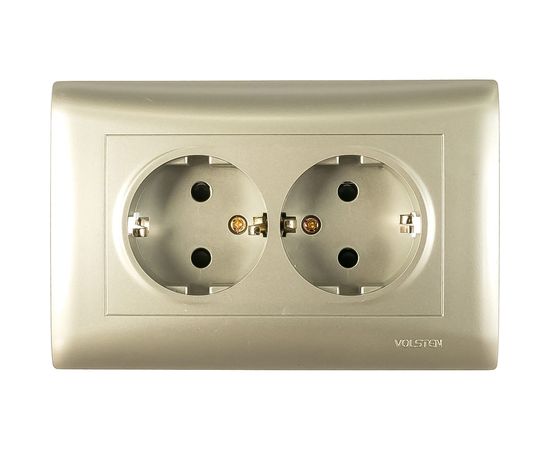 Двухместная розетка с заземлением Volsten V01-15-R24-S Magenta Argento, 10024 