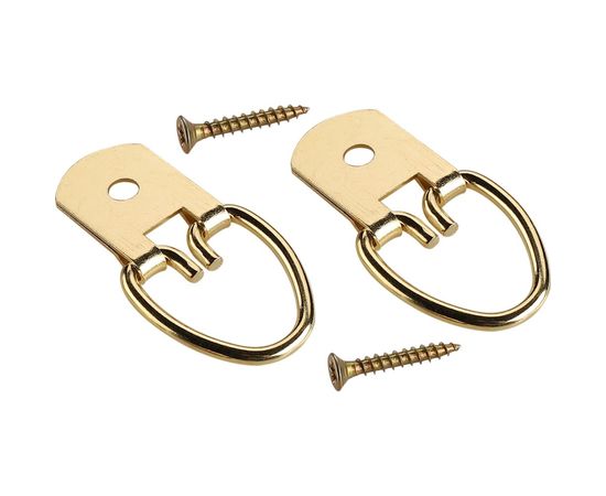 Усиленная петля-подвес ЕВРОПАРТНЕР для картины, фоторамки, латунированнная сталь 2 шт. 16 0337 1 