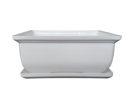 Кашпо с поддоном ФлораПласт Бонсайница 15х10х6 см, белое, 0.75 л, 14 шт. 000917 