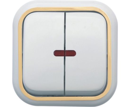 Выключатель Кунцево-Электро ВАЛЕНТИНА двухклавишный с подсветкой А56-176З 7637 