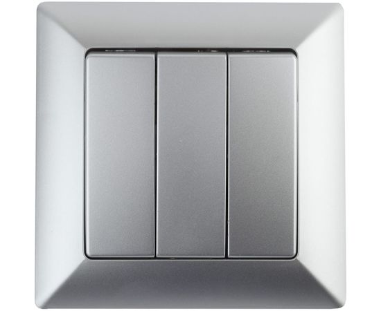 Тройной выключатель Intro 410603 10А, 250В, СУ, Solo, алюминий Б0043300 