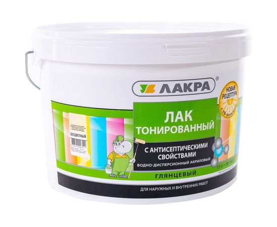 Тонированный лак Лакра бесцветный, в/д, 10 кг 90001537773 