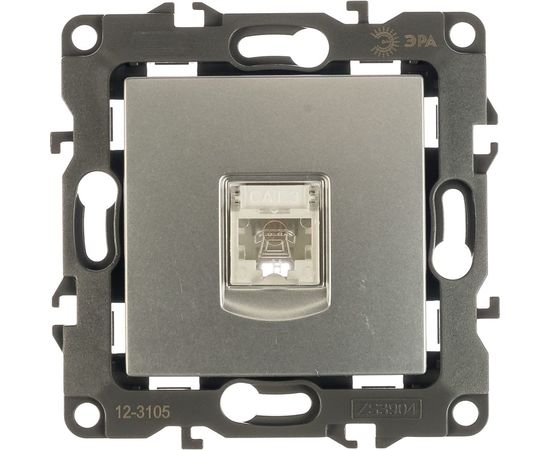 Телефонная розетка ЭРА 12310503 RJ11, IP20, Эра12, алюминий Б0014713 