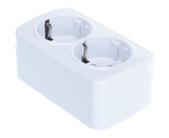 Двойная розетка с заземлением, белая UNIVersal Электра 0020 – изображение 2