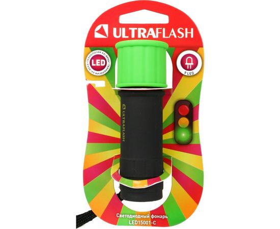 Фонарь Ultraflash LED15001-C (3XR03 светофор, зеленый с черным, 9 LED, пластик, блистер) 10481 – изображение 2