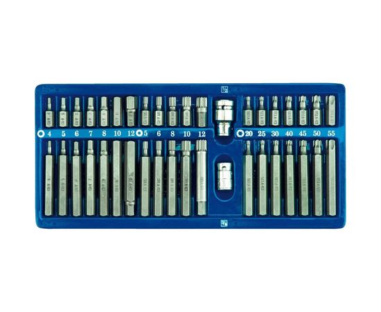 Набор бит Vorel 1/2. 3/8 40 предметов HEX Torx SPLINE металлический кейс 66400 – изображение 2